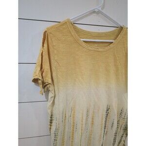 Yellow tie dye open arm 100% cotton t-shirt Sonoma large summer Beach festival
